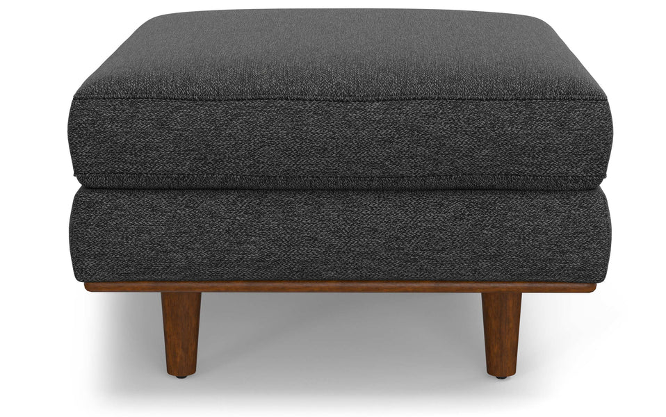 Charcoal Grey Woven-Blend Fabric | Morrison Ottoman