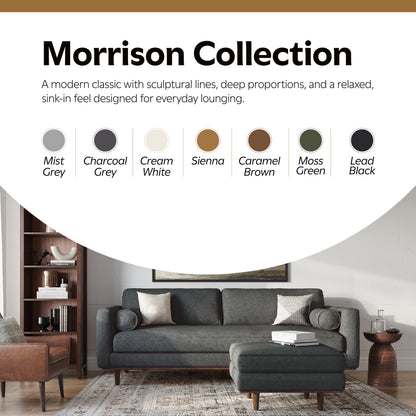 Charcoal Grey Woven-Blend Fabric | Morrison Ottoman