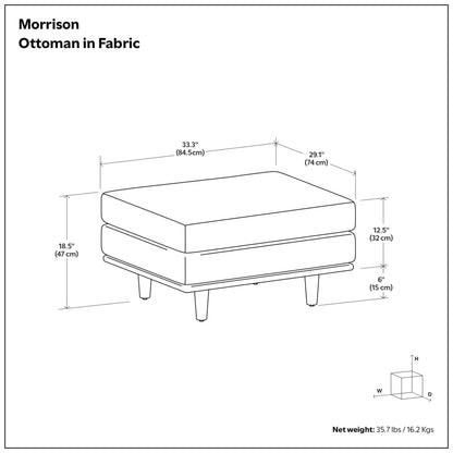 Charcoal Grey Woven-Blend Fabric | Morrison Ottoman