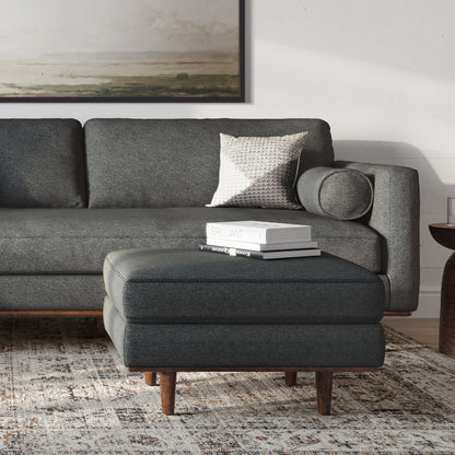 Charcoal Grey Woven-Blend Fabric | Morrison Ottoman