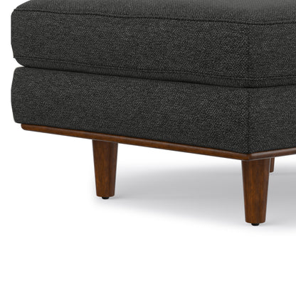 Charcoal Grey Woven-Blend Fabric | Morrison Ottoman