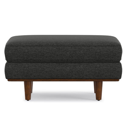 Charcoal Grey Woven-Blend Fabric | Morrison Ottoman
