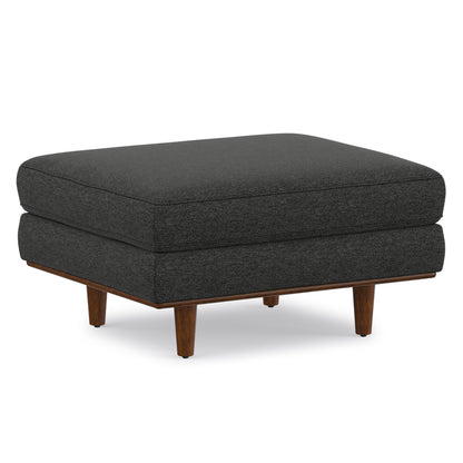 Charcoal Grey Woven-Blend Fabric | Morrison Ottoman