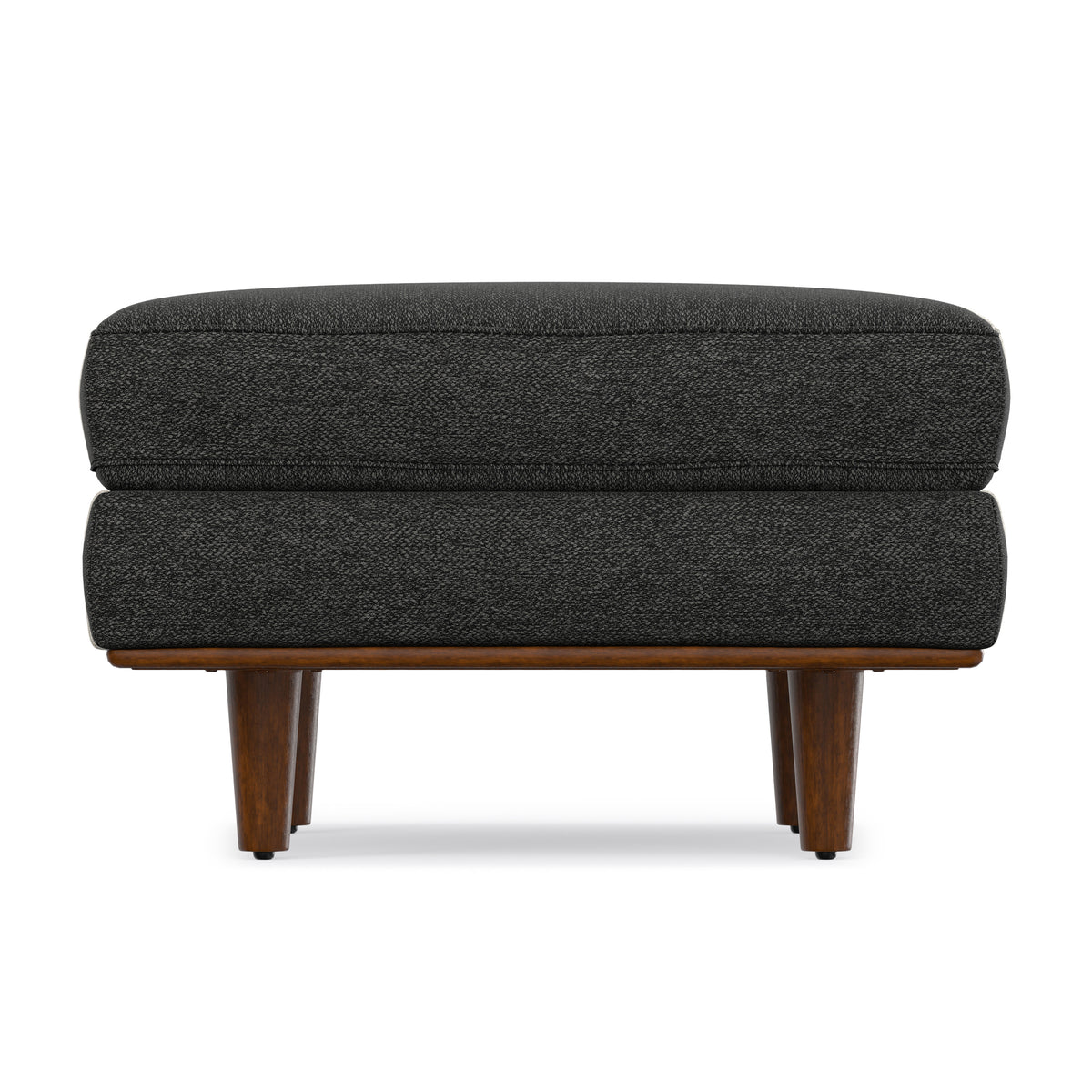 Charcoal Grey Woven-Blend Fabric | Morrison Ottoman