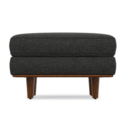 Charcoal Grey Woven-Blend Fabric | Morrison Ottoman