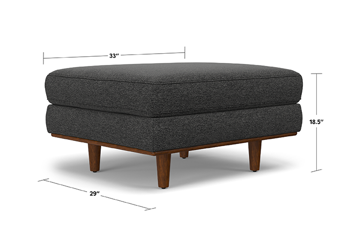 Charcoal Grey Woven Polyester Fabric | Morrison Ottoman