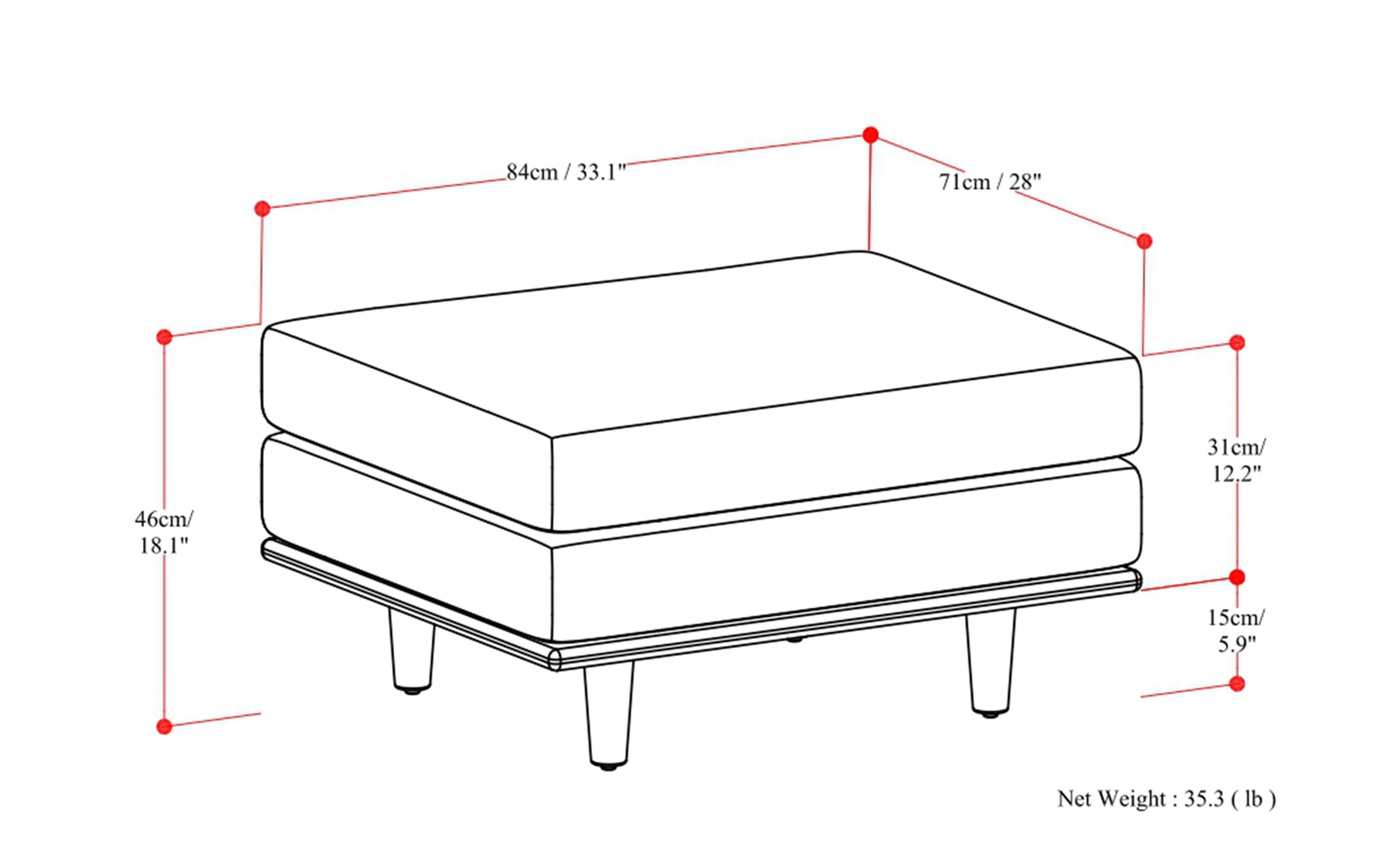 Cream White Woven-Blend Fabric | Morrison Ottoman