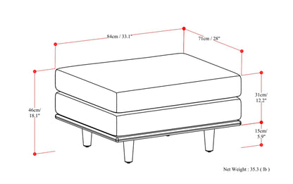 Cream White Woven-Blend Fabric | Morrison Ottoman
