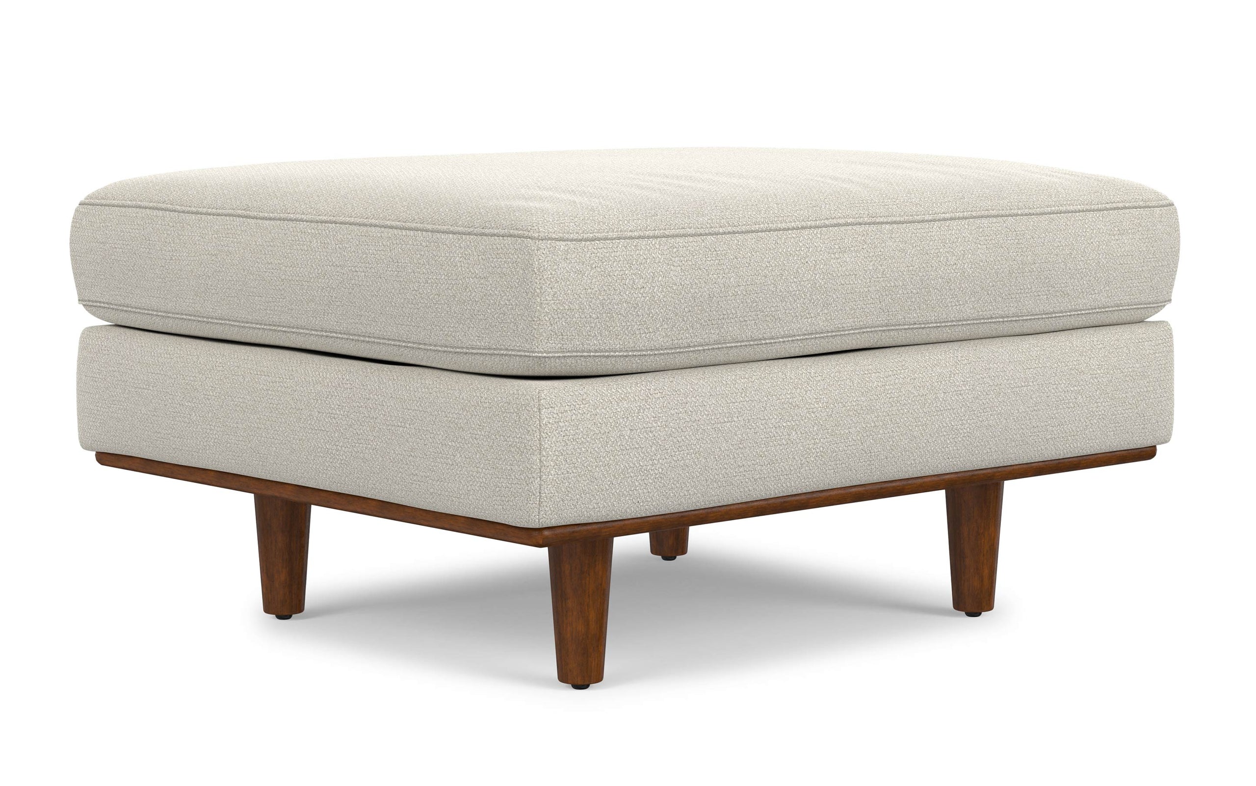 Cream White Woven-Blend Fabric | Morrison Ottoman