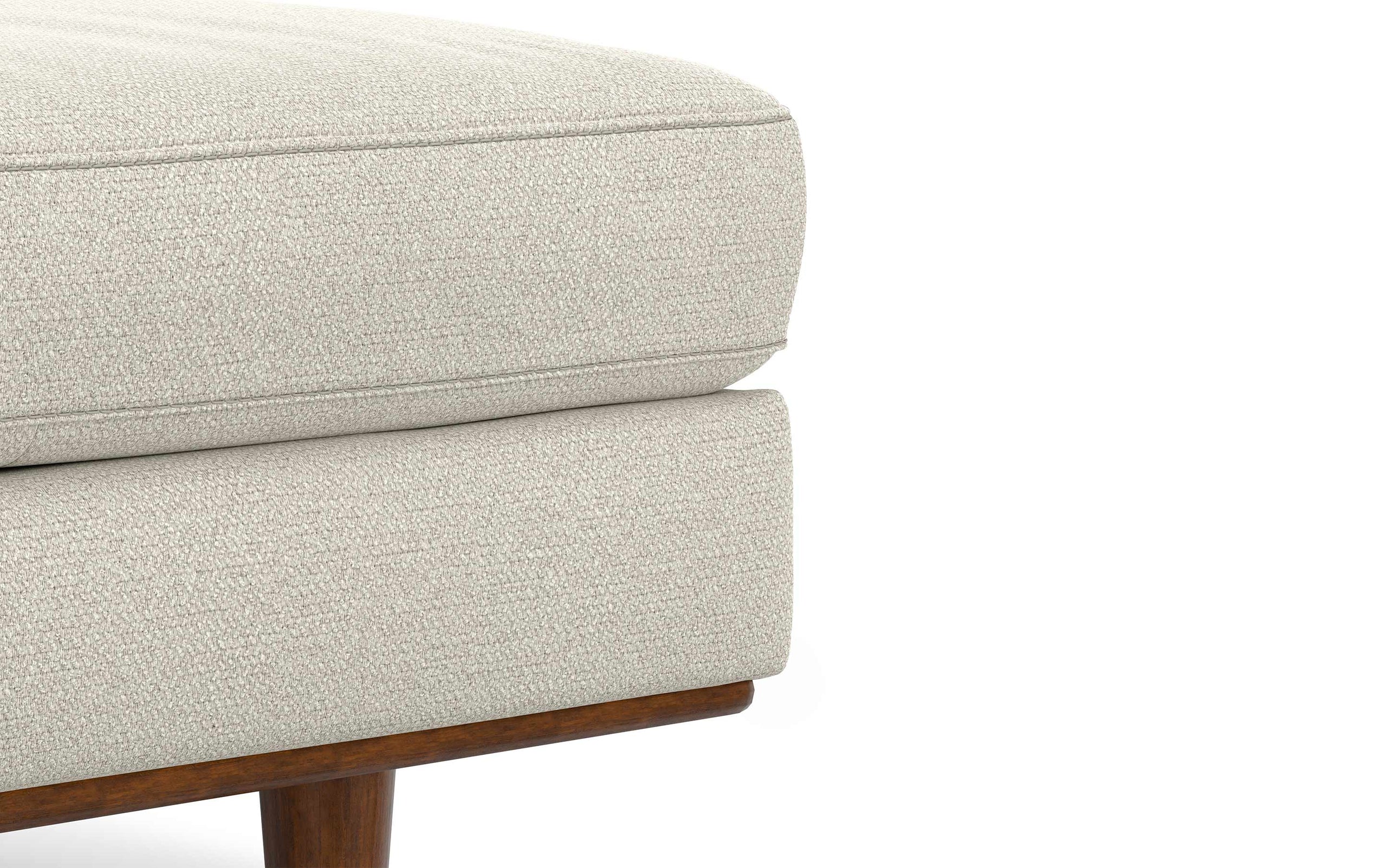 Cream White Woven-Blend Fabric | Morrison Ottoman