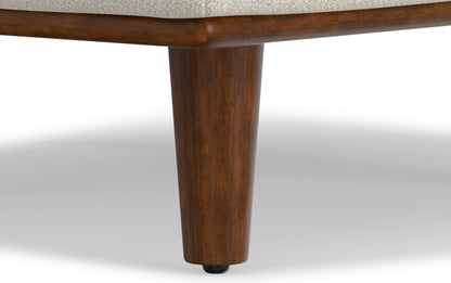 Cream White Woven-Blend Fabric | Morrison Ottoman