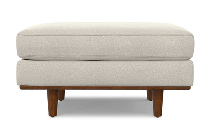 Cream White Woven-Blend Fabric | Morrison Ottoman