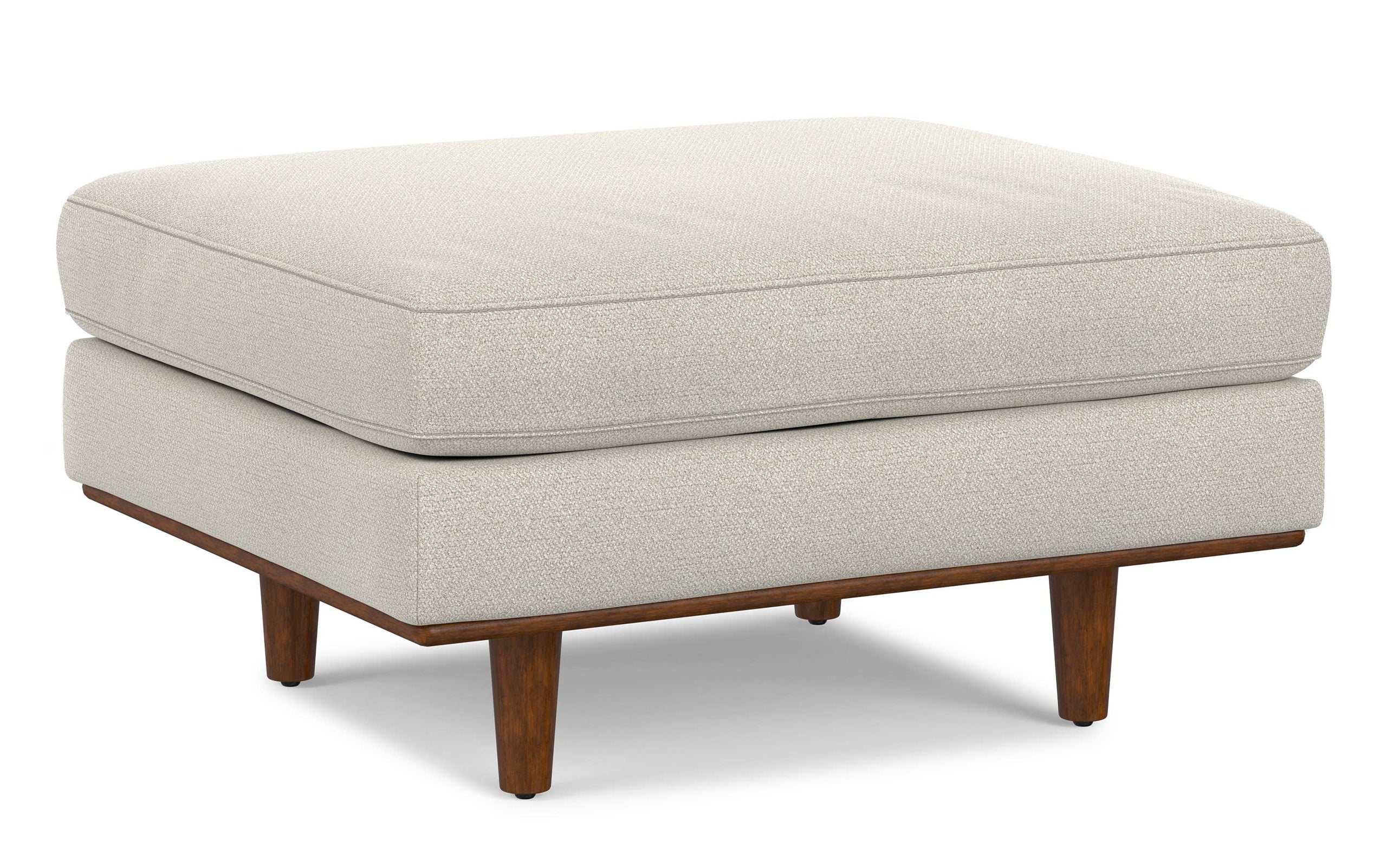 Cream White Woven-Blend Fabric | Morrison Ottoman