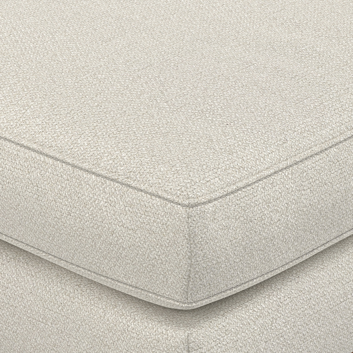 Cream White Woven-Blend Fabric | Morrison Ottoman
