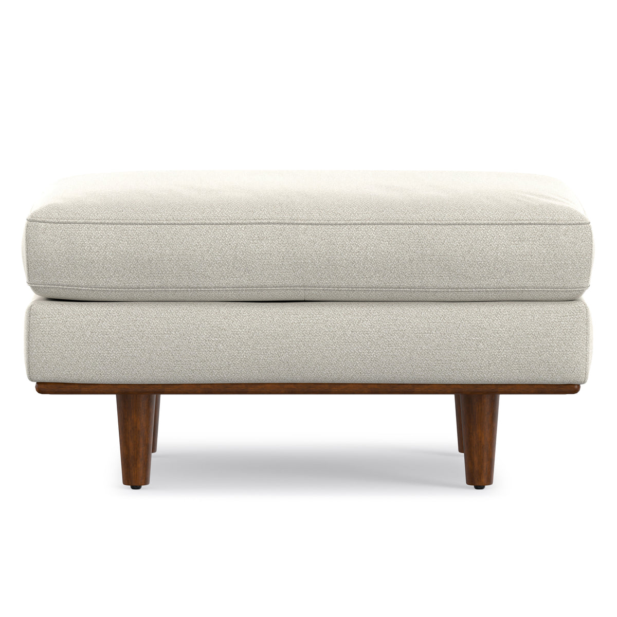 Cream White Woven-Blend Fabric | Morrison Ottoman