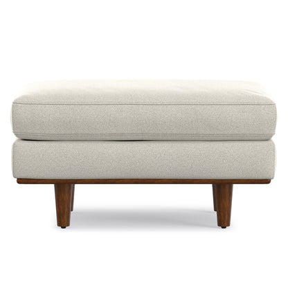 Cream White Woven-Blend Fabric | Morrison Ottoman