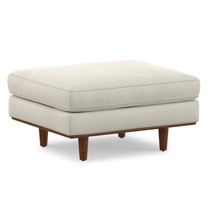 Cream White Woven-Blend Fabric | Morrison Ottoman