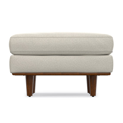 Cream White Woven-Blend Fabric | Morrison Ottoman