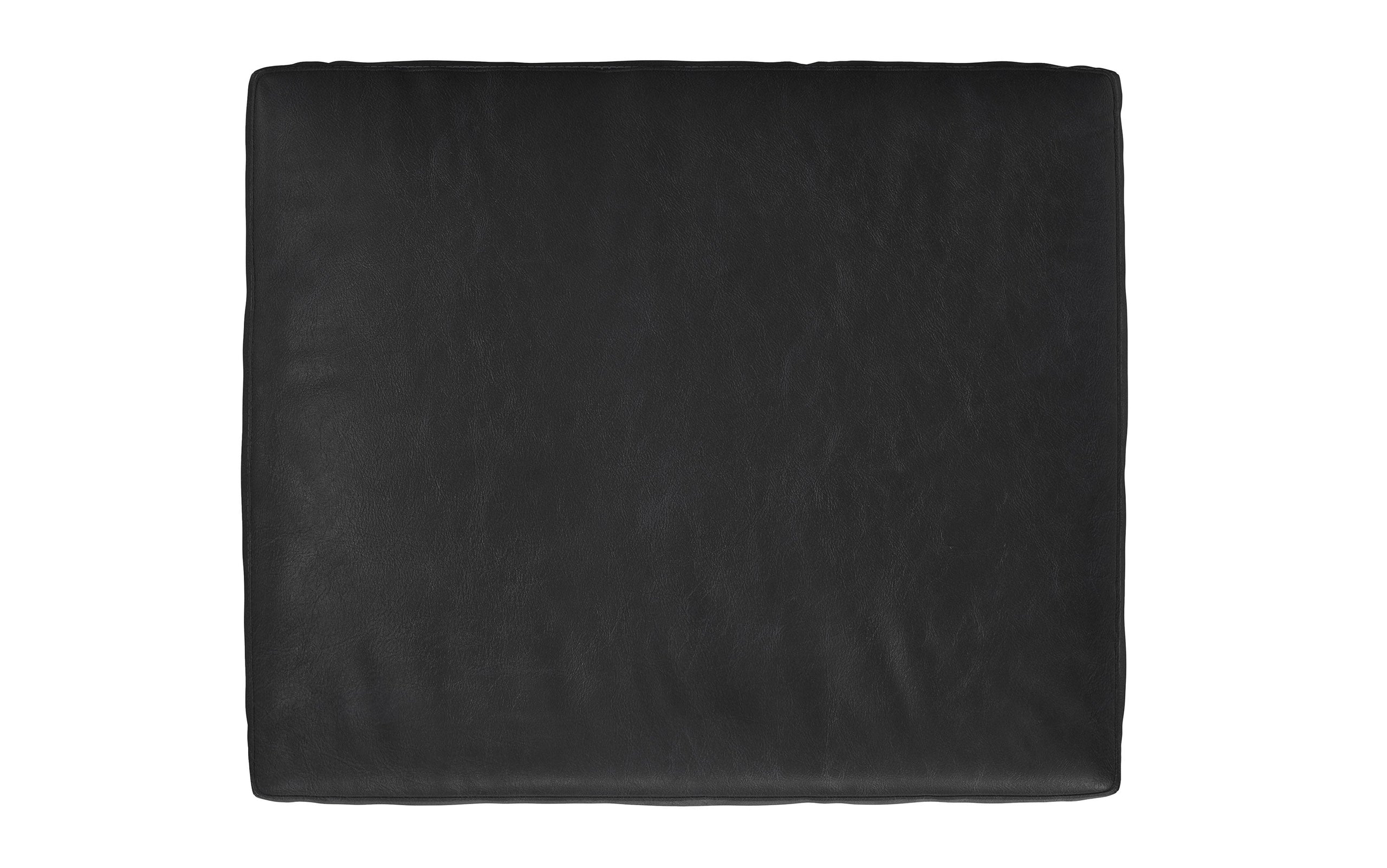Lead Black Genuine Top Grain Leather | Morrison Ottoman in Genuine Top Grain Leather