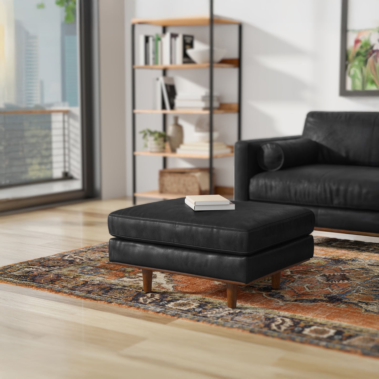 Morrison Ottoman in Genuine Top Grain Leather