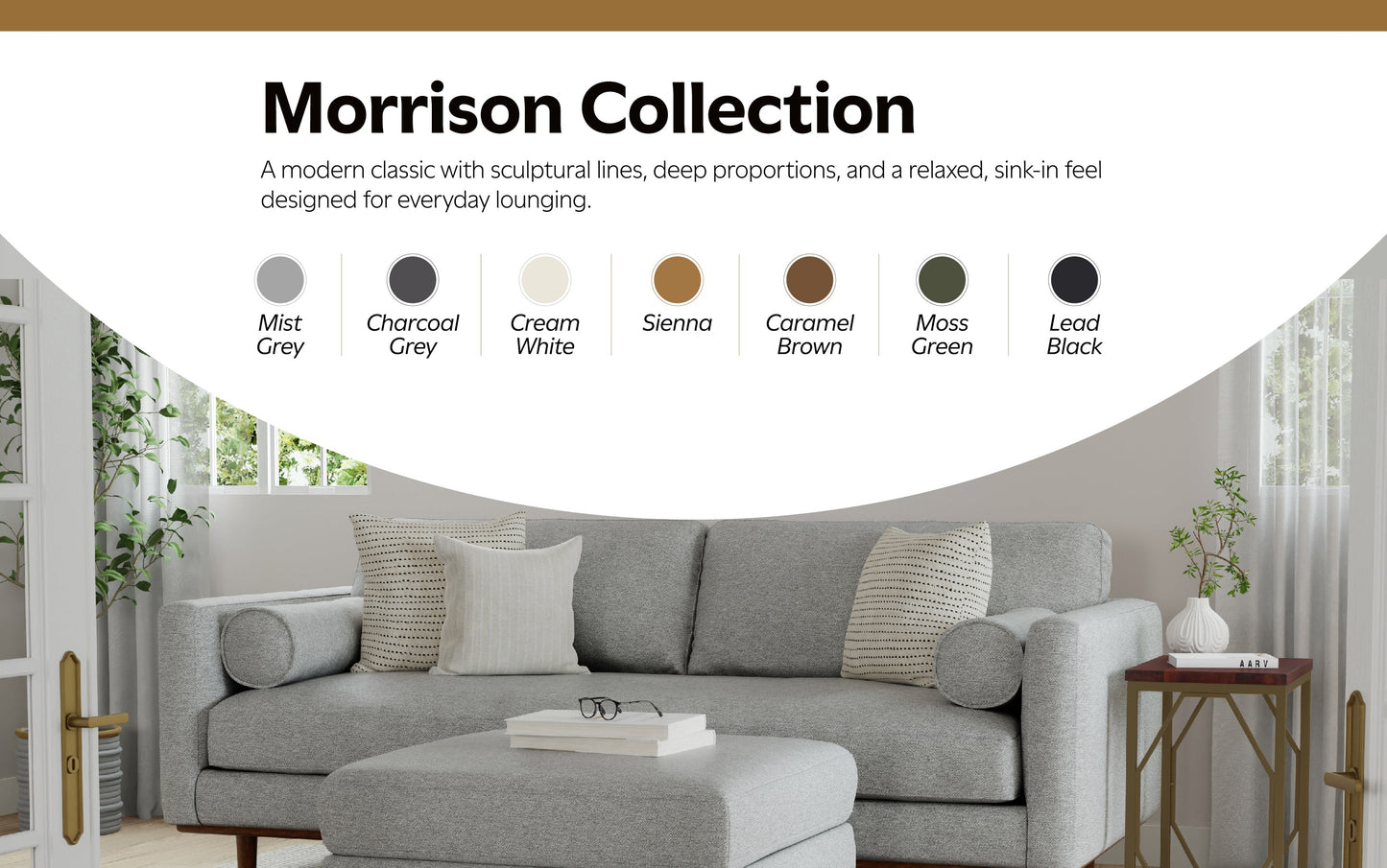 Mist Grey Woven-Blend Fabric | Morrison Ottoman