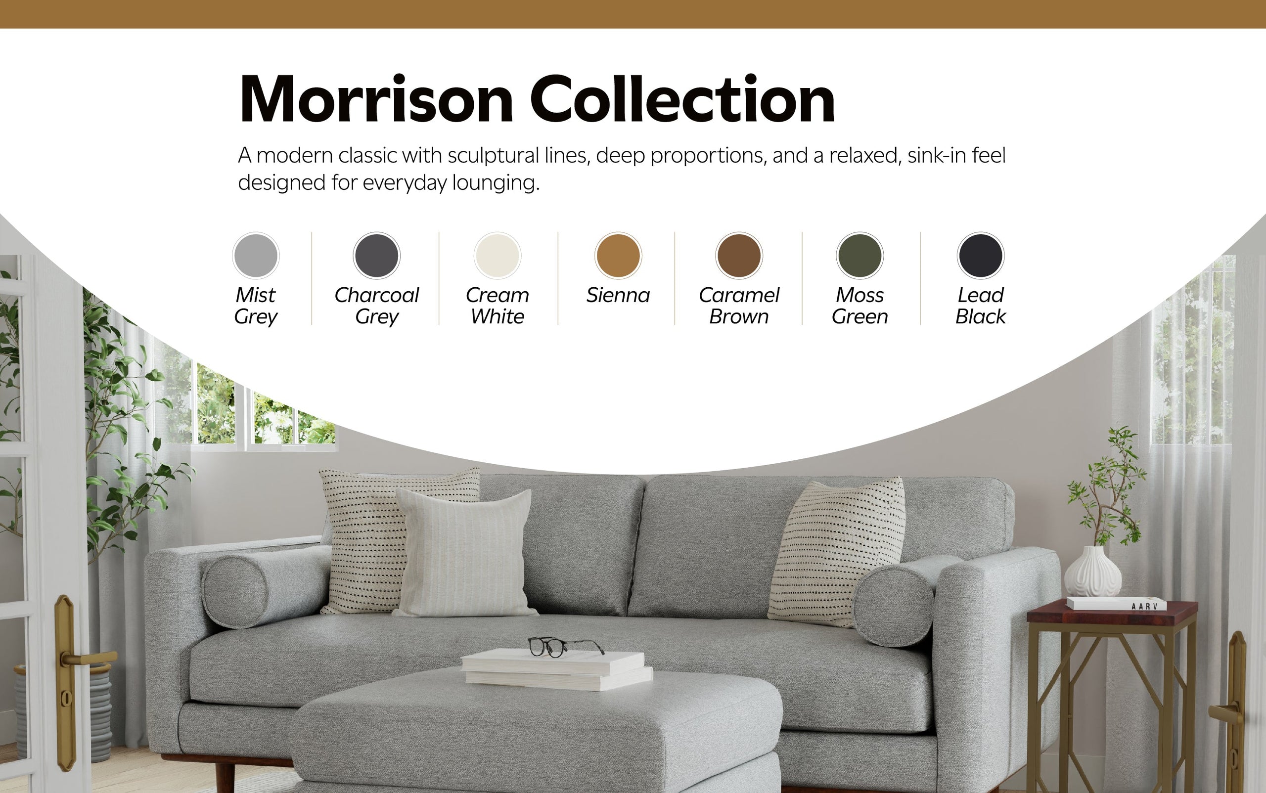 Mist Grey Woven-Blend Fabric | Morrison Ottoman