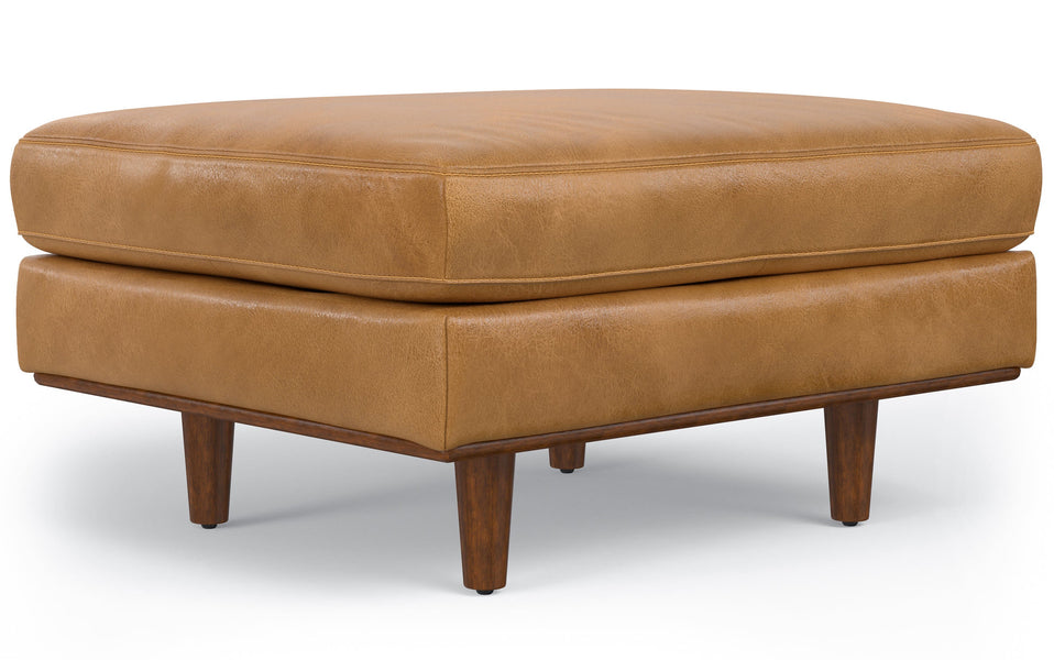 Sienna Genuine Top Grain Leather | Morrison Ottoman in Genuine Top Grain Leather