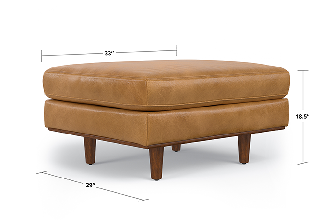 Sienna Genuine Top Grain Leather | Morrison Ottoman in Genuine Top Grain Leather