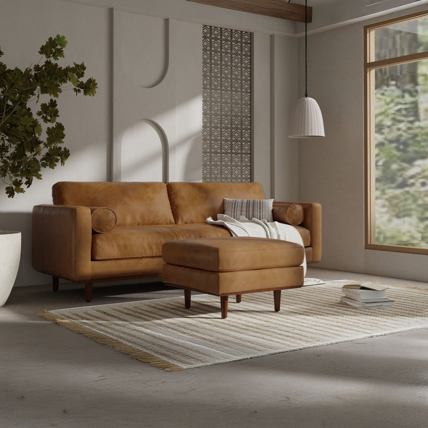 Morrison Ottoman in Genuine Top Grain Leather