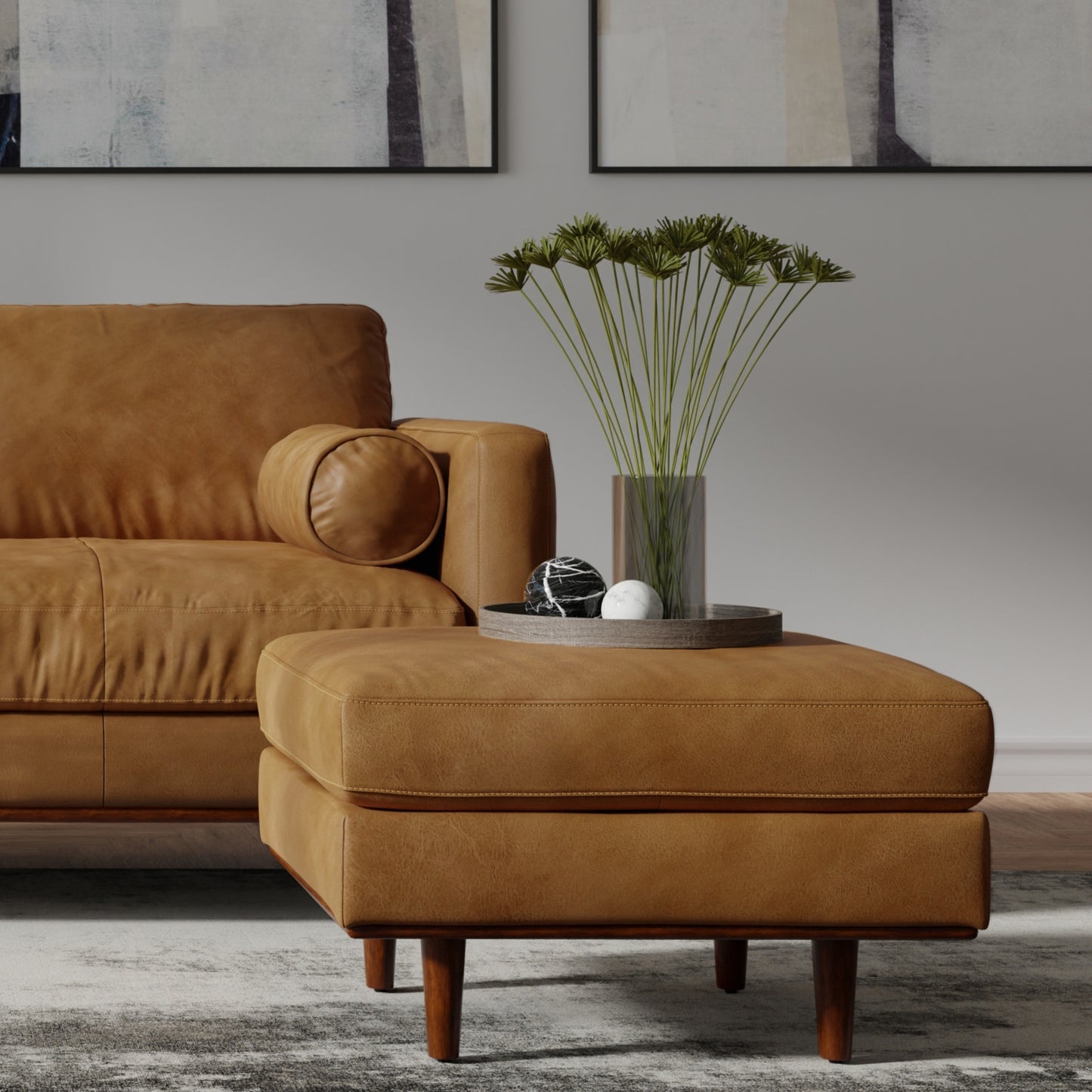 Morrison Ottoman in Genuine Top Grain Leather