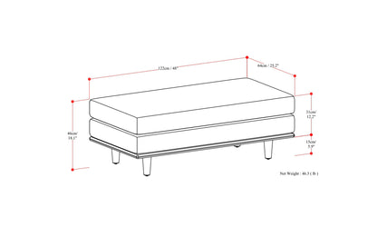 Caramel Brown Genuine Top Grain Leather | Morrison Large Rectangular Ottoman in Genuine Leather