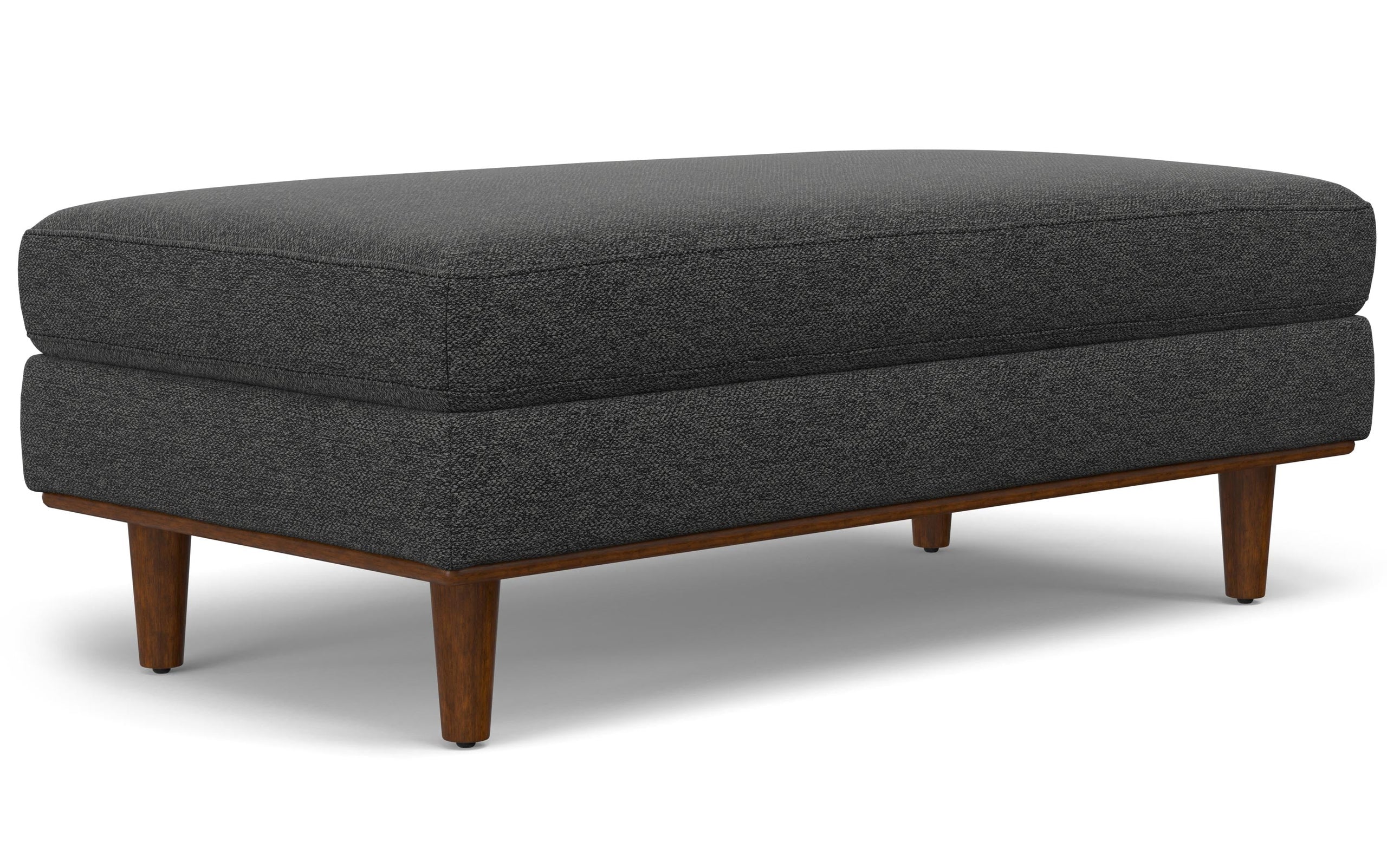 Charcoal Grey Woven-Blend Fabric | Morrison Large Rectangular Ottoman