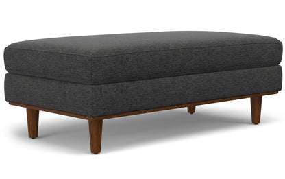 Charcoal Grey Woven-Blend Fabric | Morrison Large Rectangular Ottoman