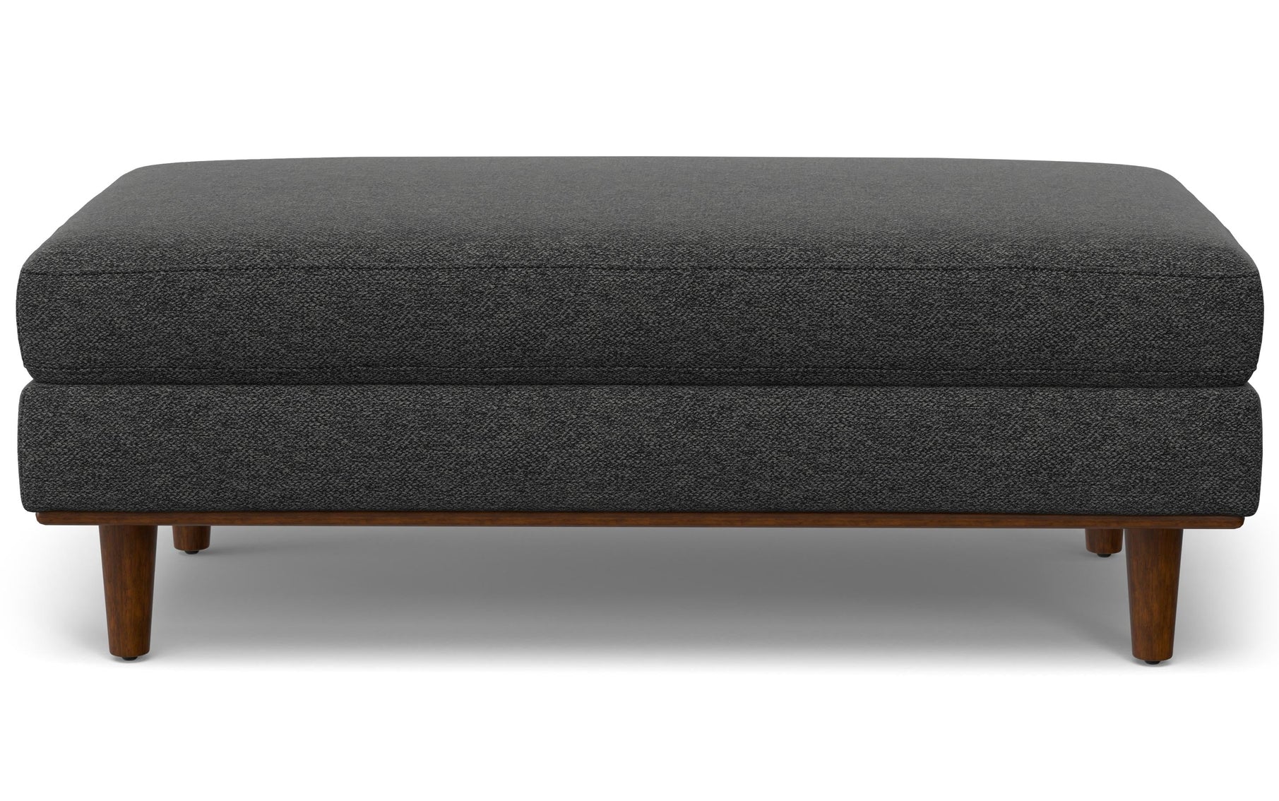 Charcoal Grey Woven Polyester Fabric | Morrison Large Rectangular Ottoman