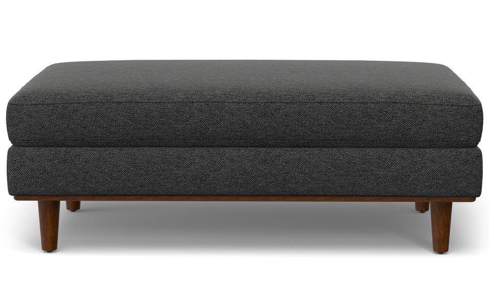 Charcoal Grey Woven Polyester Fabric | Morrison Large Rectangular Ottoman