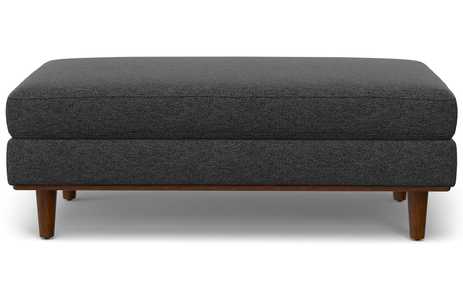 Charcoal Grey Woven Polyester Fabric | Morrison Large Rectangular Ottoman