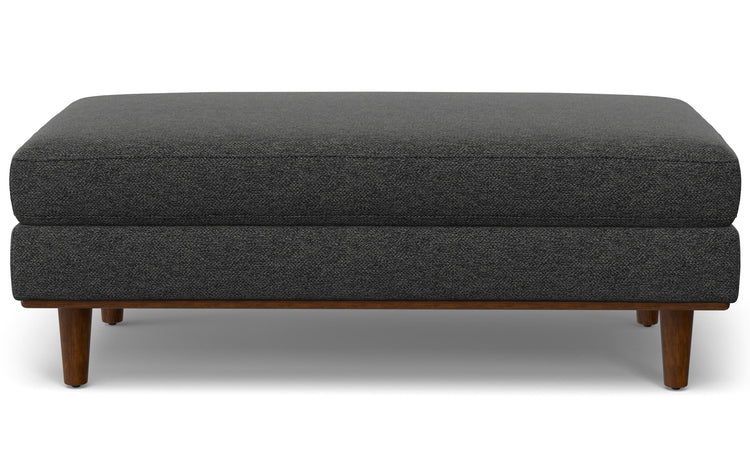 Charcoal Grey Woven-Blend Fabric | Morrison Large Rectangular Ottoman