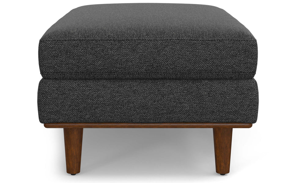 Charcoal Grey Woven Polyester Fabric | Morrison Large Rectangular Ottoman