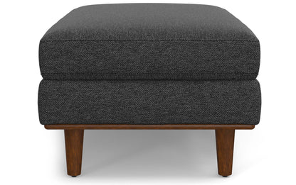 Charcoal Grey Woven-Blend Fabric | Morrison Large Rectangular Ottoman