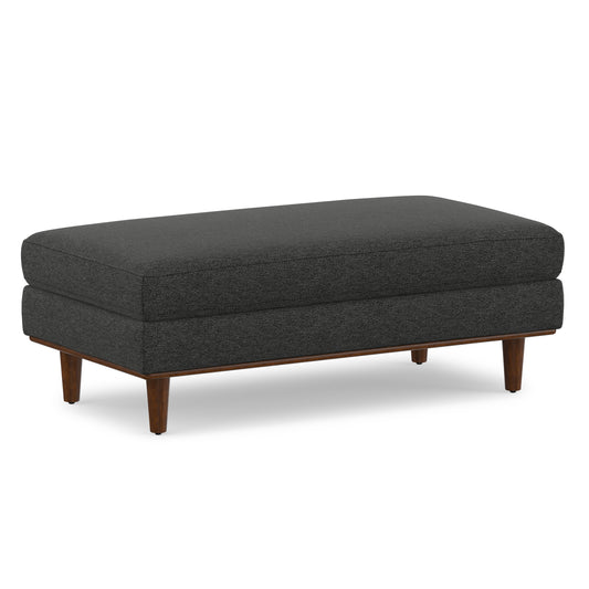 Charcoal Grey Woven-Blend Fabric | Morrison Large Rectangular Ottoman