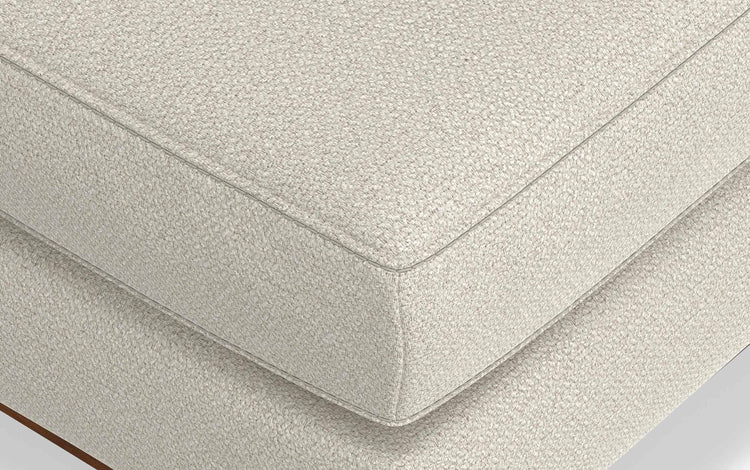 Cream White Woven-Blend Fabric | Morrison Large Rectangular Ottoman