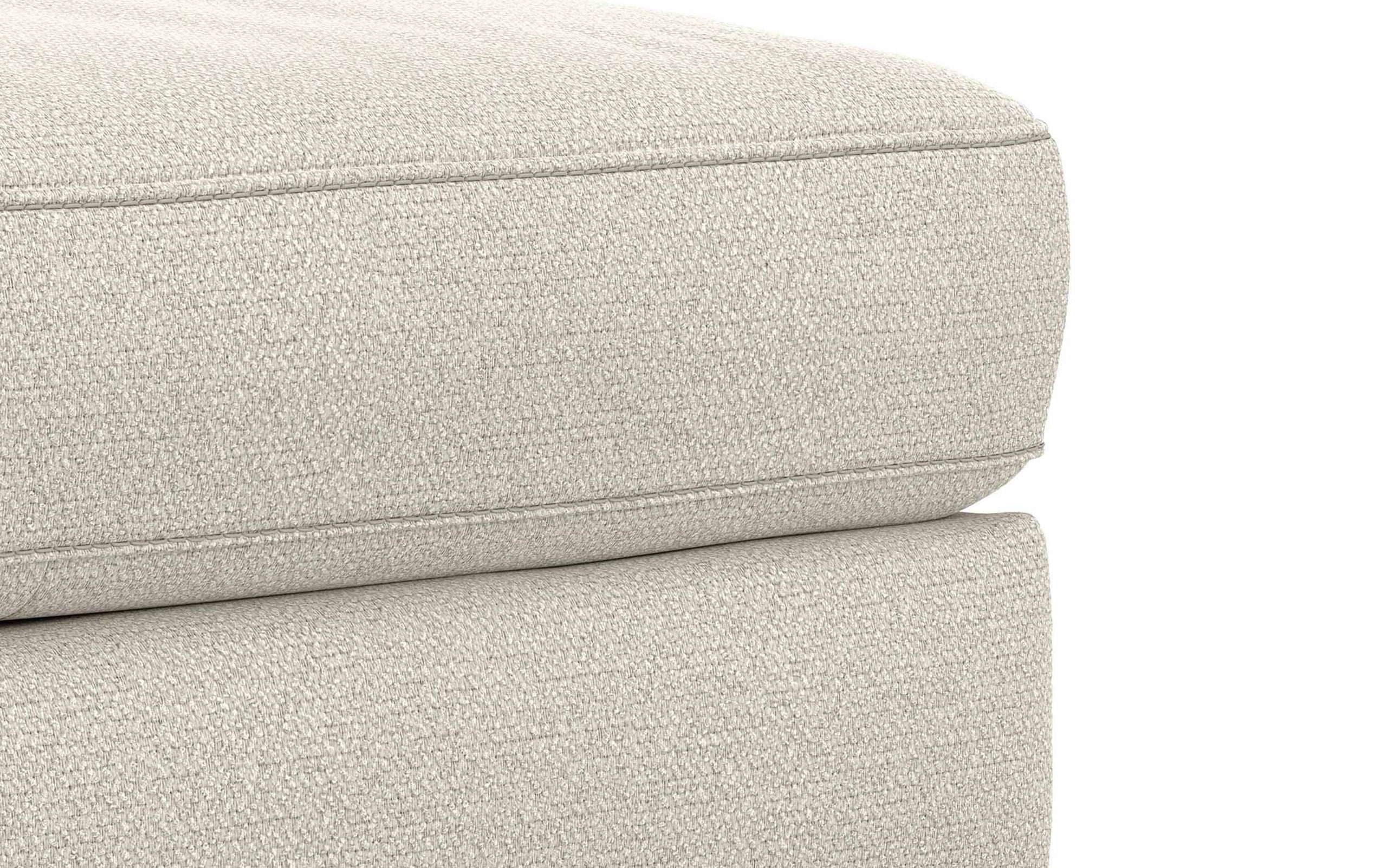 Cream White Woven-Blend Fabric | Morrison Large Rectangular Ottoman