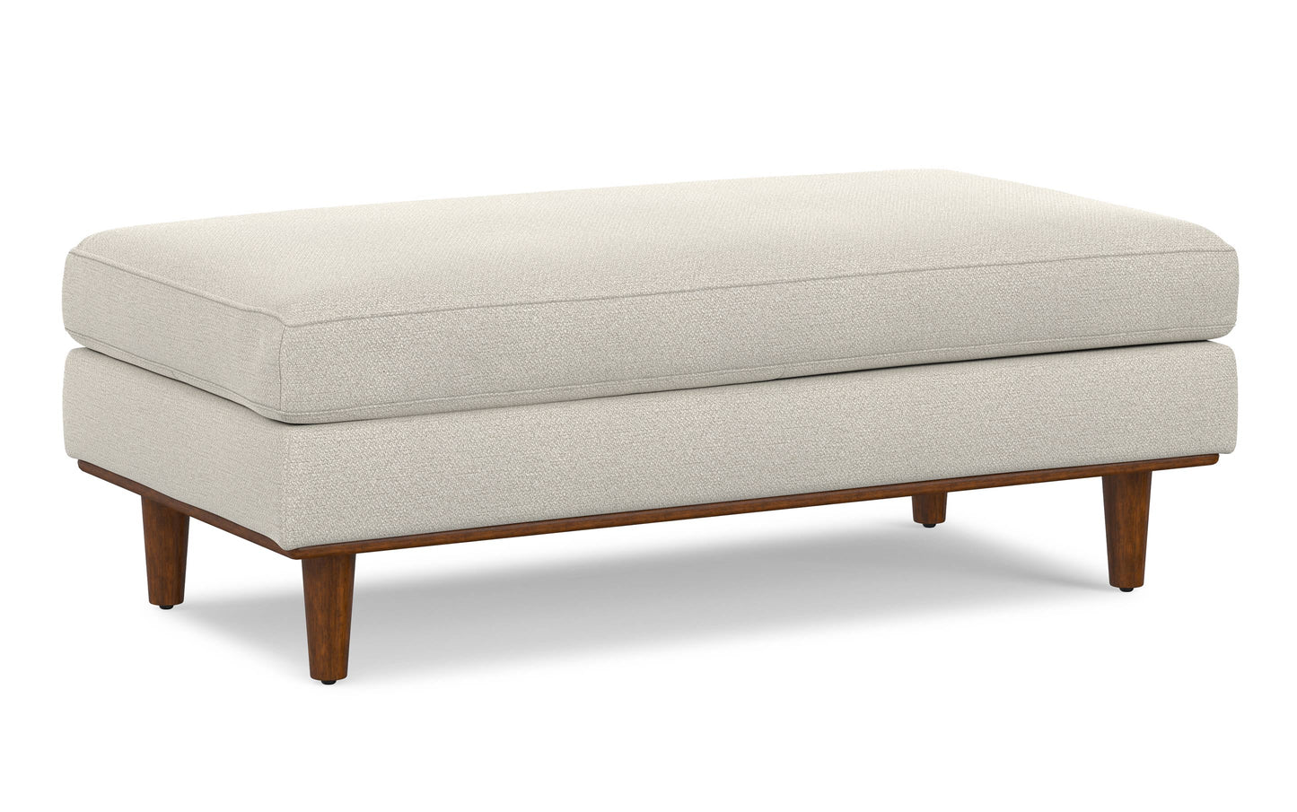 Cream White Woven-Blend Fabric | Morrison Large Rectangular Ottoman