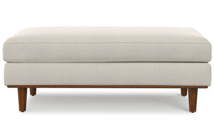 Cream White Woven-Blend Fabric | Morrison Large Rectangular Ottoman