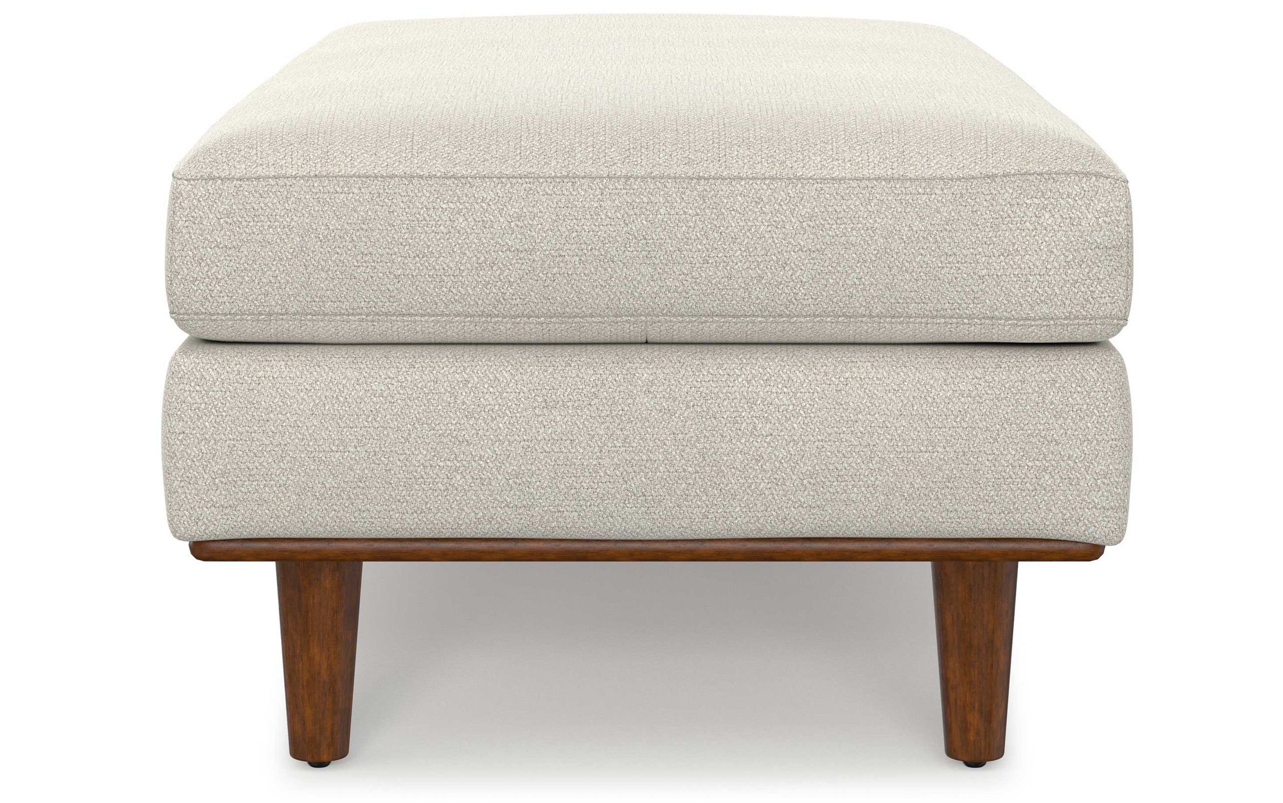 Cream White Woven-Blend Fabric | Morrison Large Rectangular Ottoman