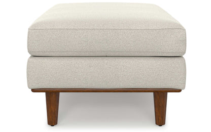 Cream White Woven-Blend Fabric | Morrison Large Rectangular Ottoman