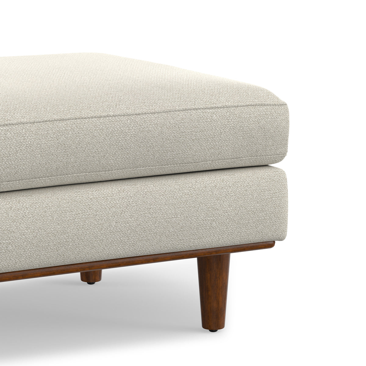 Cream White Woven-Blend Fabric | Morrison Large Rectangular Ottoman