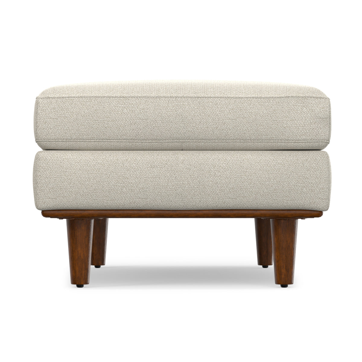 Cream White Woven-Blend Fabric | Morrison Large Rectangular Ottoman