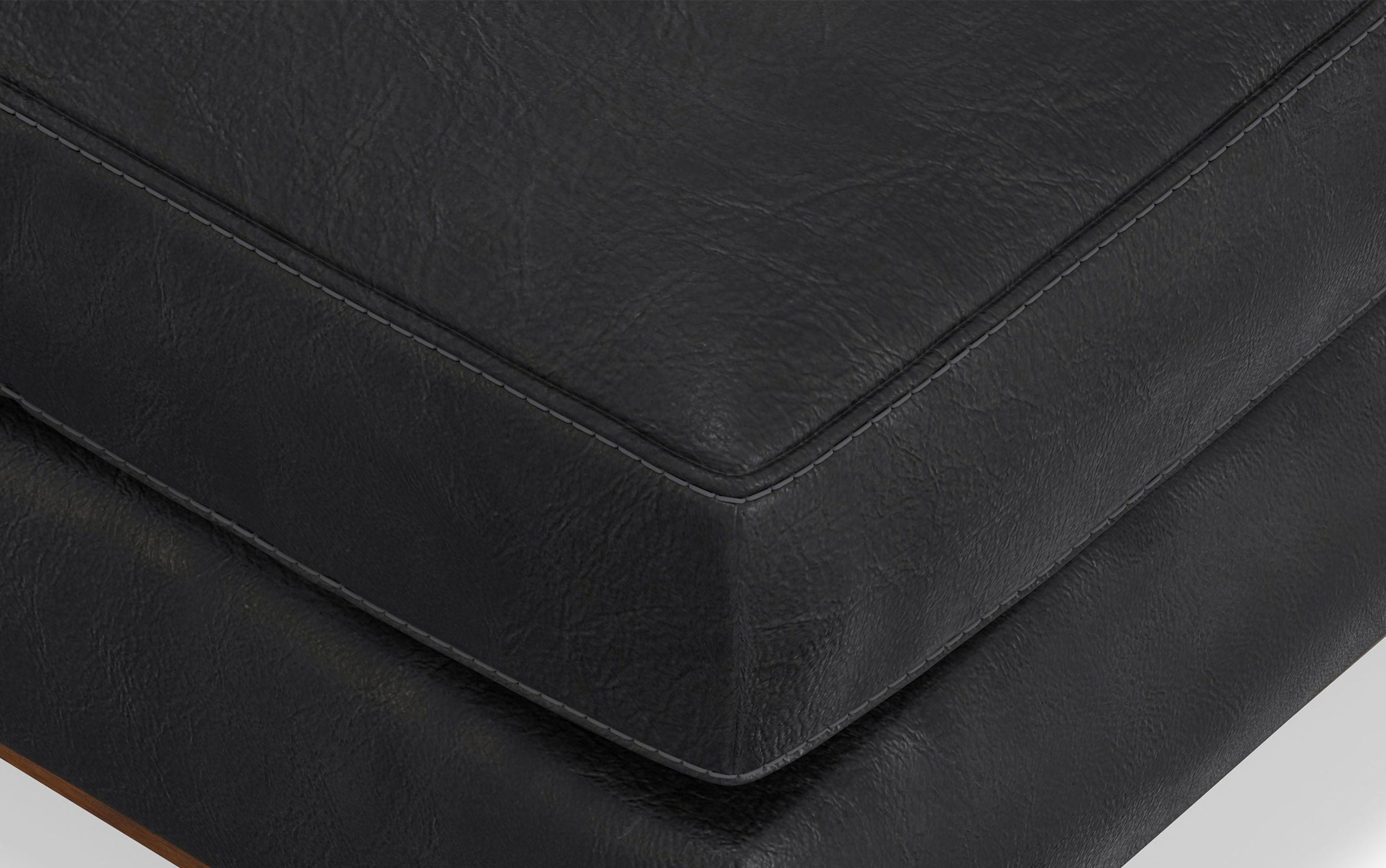 Lead Black Genuine Top Grain Leather | Morrison Large Rectangular Ottoman in Genuine Leather