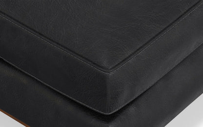 Lead Black Genuine Top Grain Leather | Morrison Large Rectangular Ottoman in Genuine Leather